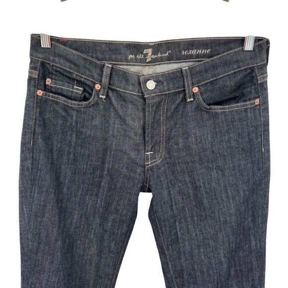 7 For All Mankind Roxanne Straight Leg Jeans Dark Wash Size 31 - Picture 4 of 8